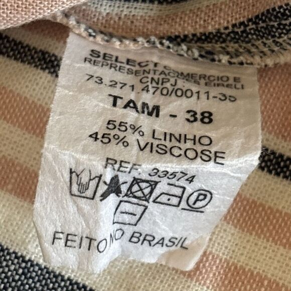 Eclectic Button Front Linen Blend Tank Women's 38 Pink Navy White Stripe NWT - Picture 9 of 12